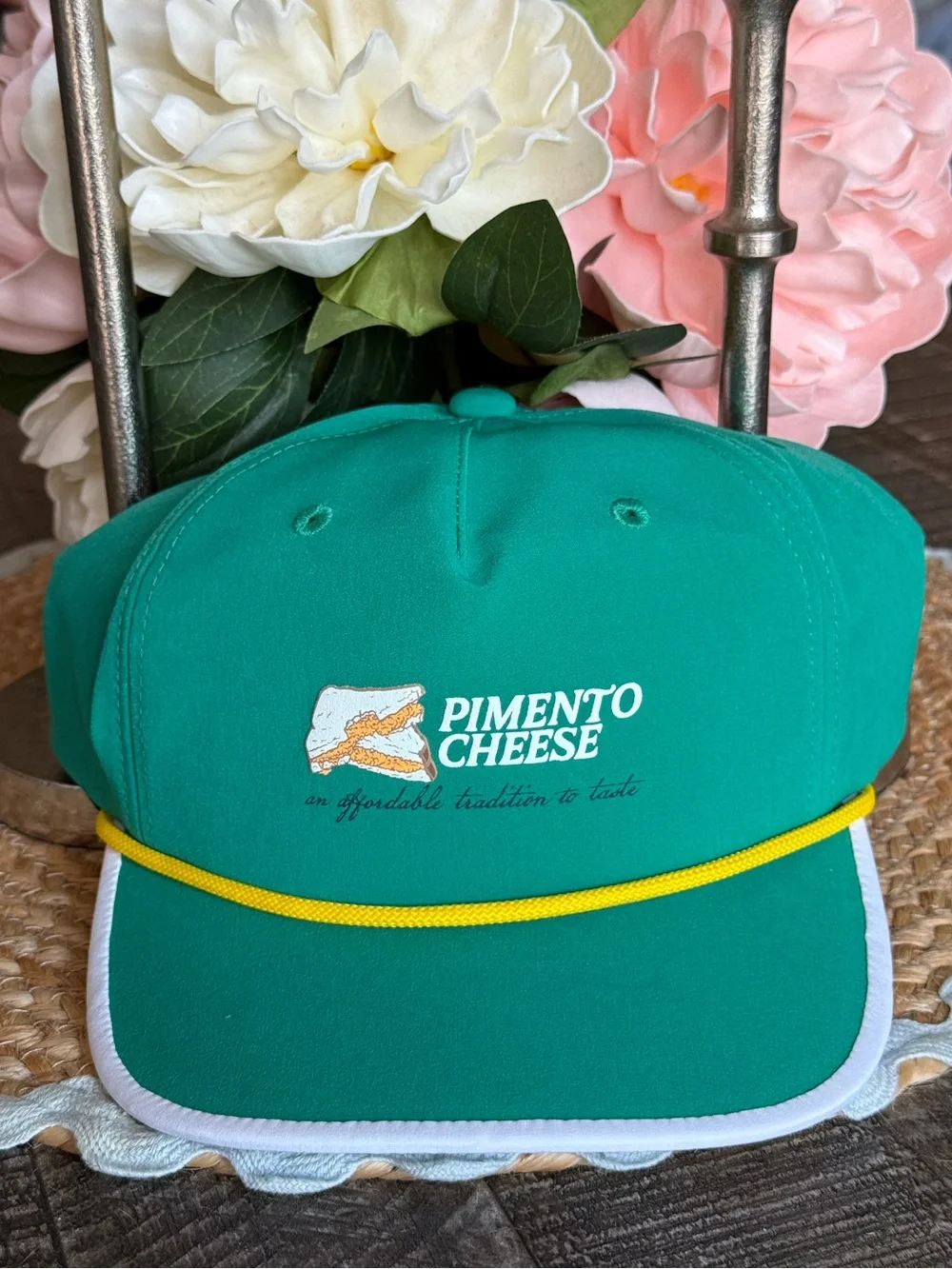 Masters Inspired Swannies Golf ⛳️ Pimento Cheese Kids Green Rope-Trim Hat